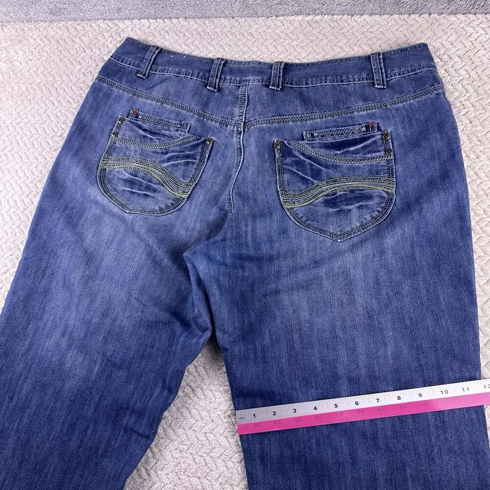 Skater Girl jeans Flower punk Debenhams Boyfriend Jeans Baggy‎ Size 18 Stretch